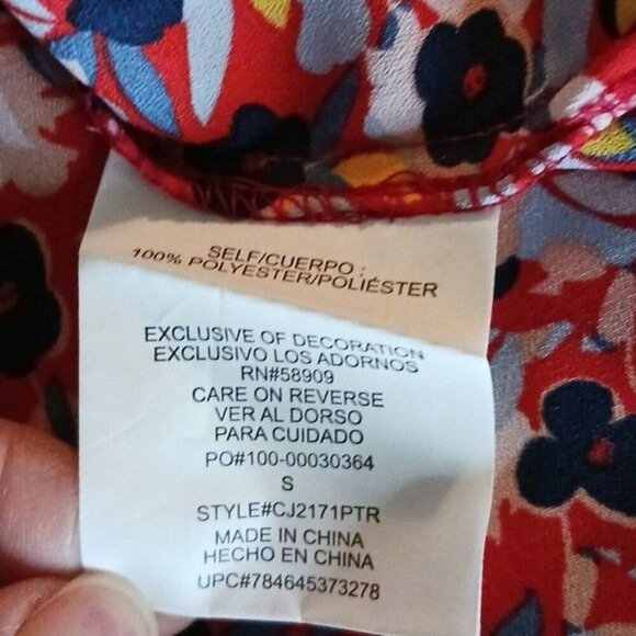 Copper Key Womens Size S Blouse Red Multicolor Floral Long Sleeve Boho Peasant - Picture 7 of 7